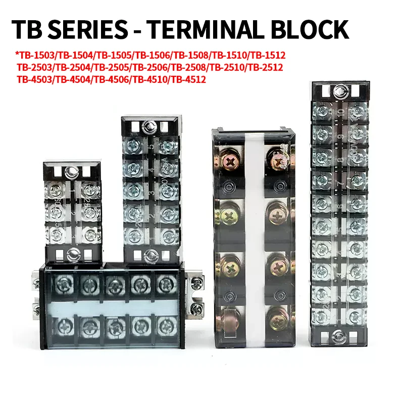 Dual Row Barrier Screw Terminal Block TB-1512 Strip Wire Connector 600V 15A 3/4/6/8/10/12 Paralleler Position Electric Box