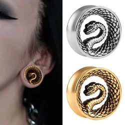Doearko 2PCS Snake Punk 316 Stainless Steel Saddle Hangers Ear Tunnels Expander Stretchers Piercing Women Body Jewelry