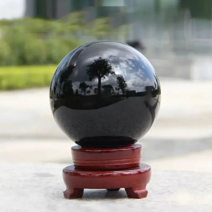 Natural Black Obsidian Sphere Large Crystal Ball Healing Stone Gemstone 30/40/50mm obsidian crystal decorative glass Home Decor