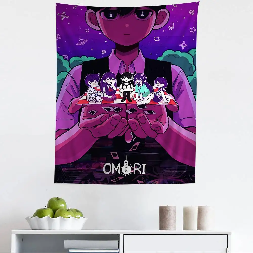 Classic Hot Horror Video Game Omori Colorful Tapestry Wall Hanging Bohemian Wall Tapestries Mandala Wall Hanging Sheets
