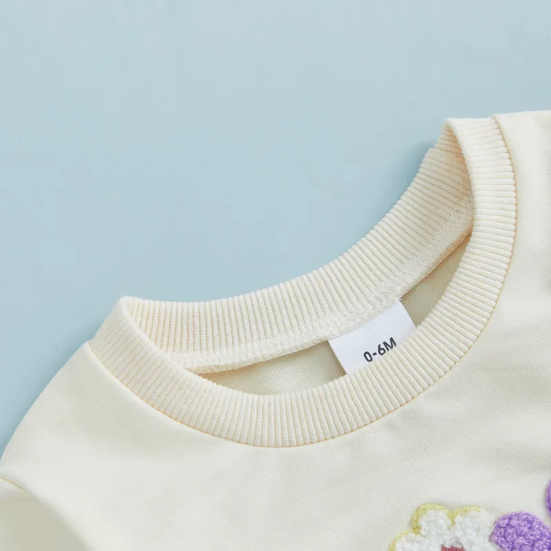 3 Months to 3 Years Baby Girl Pant Sets Spring Autumn Clothes Letter Embroidery Long Sleeve Sweatshirt and Floral Pants image 4