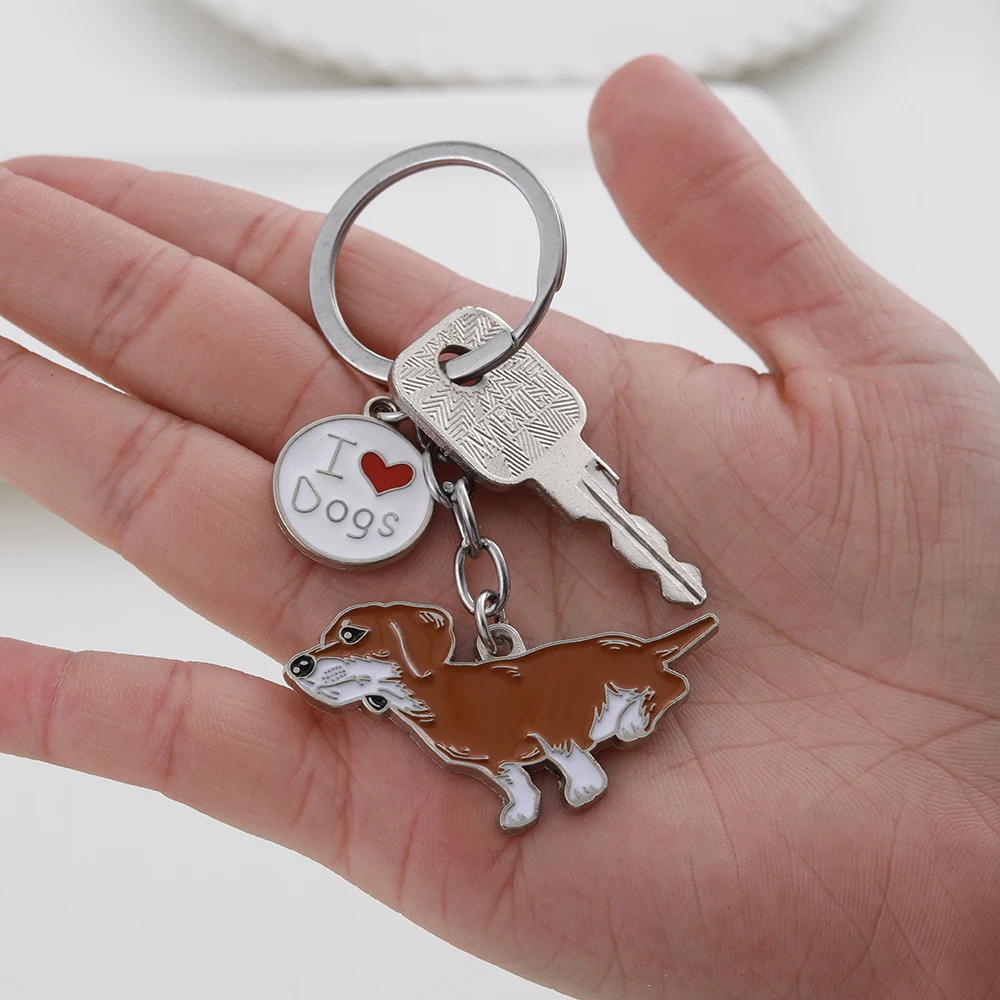 Family Metal Pet Dog Keychain Car Keyring Animal charm Accessories Gift for Dog Love