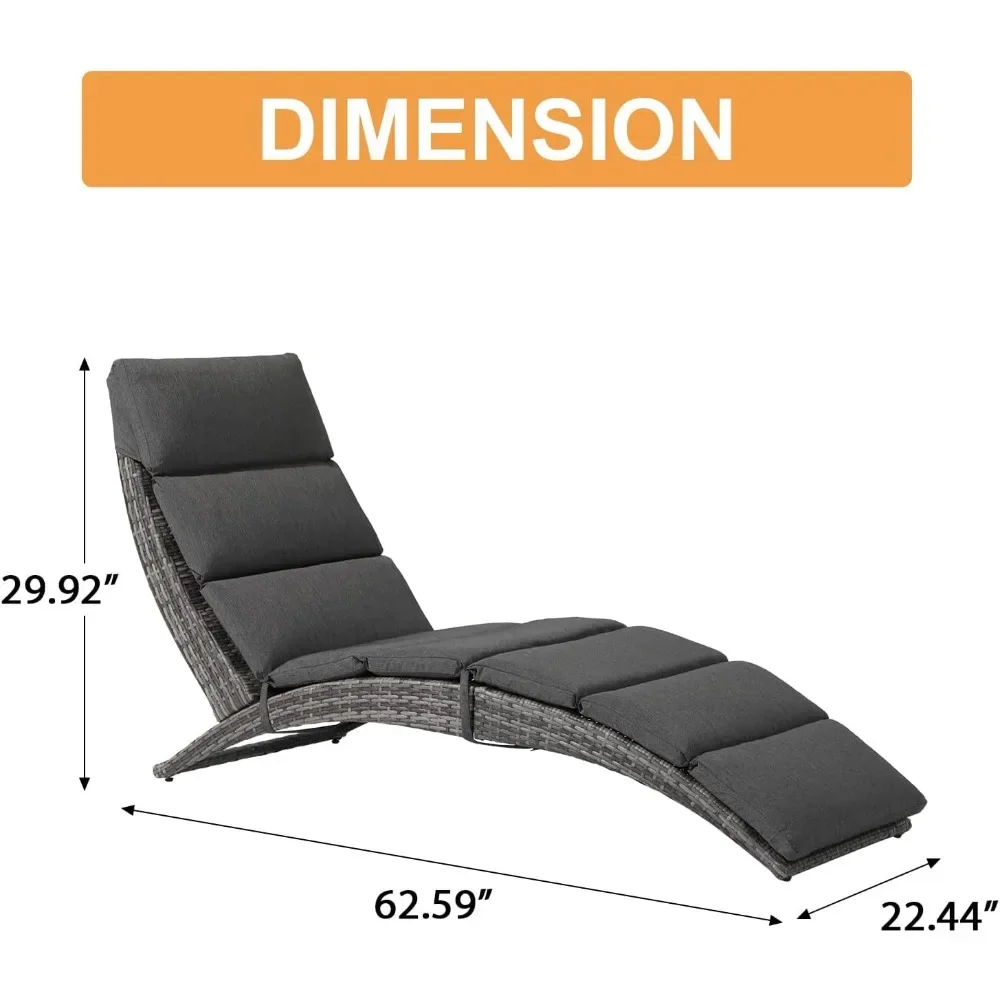 JOIVI-Juego de sillas de salón plegables para exteriores, Chaise Lounge, sillas reclinables de ratán con R, Patio, 2 piezas, envío gratis