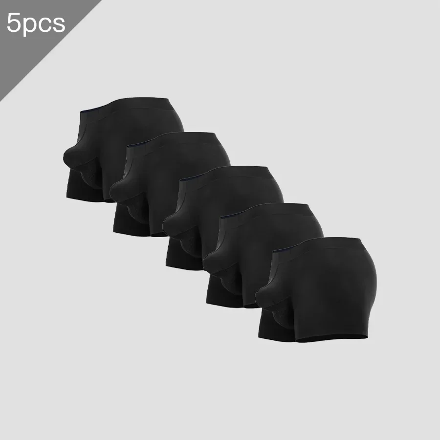 

5 шт. мужское нижнее белье, мужские брюки на плоской подошве с разделенными пулями, нижний стиль, дышащий ледяной шелк, поддержка мошонки