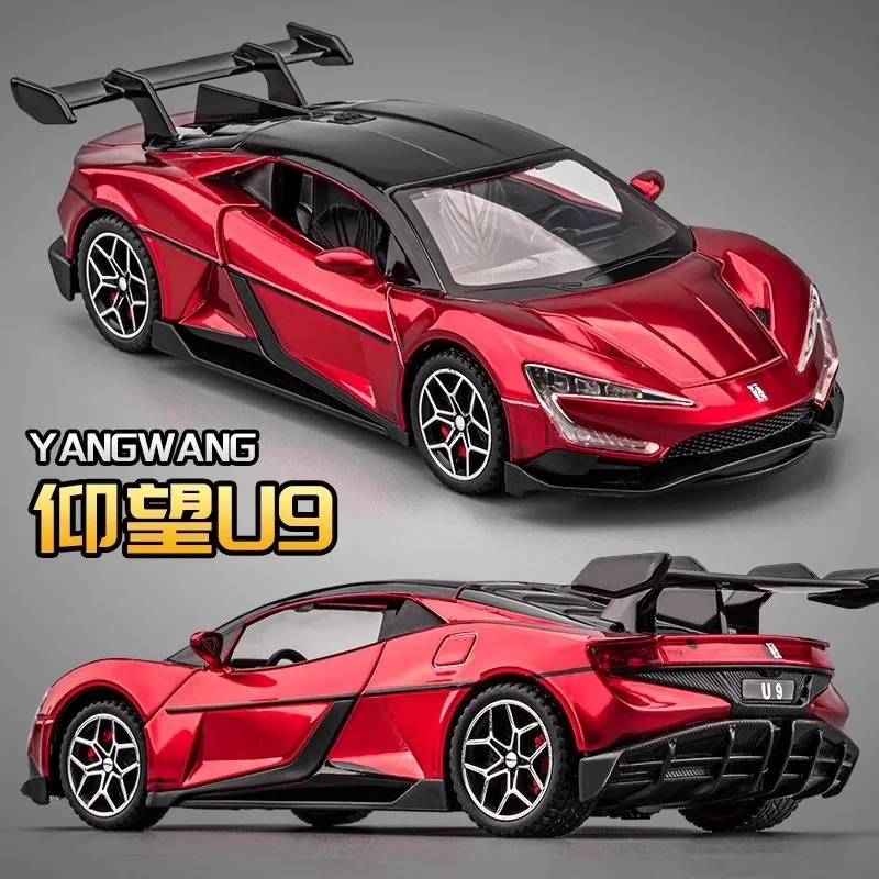 Model samochodu BYD Look Up At U9 Ultimat9 Alloy Supercar, symulacja, dźwięk, światło, napęd pull-back, zabawka dla dzieci, kolekcjonerski prezent urodzinowy