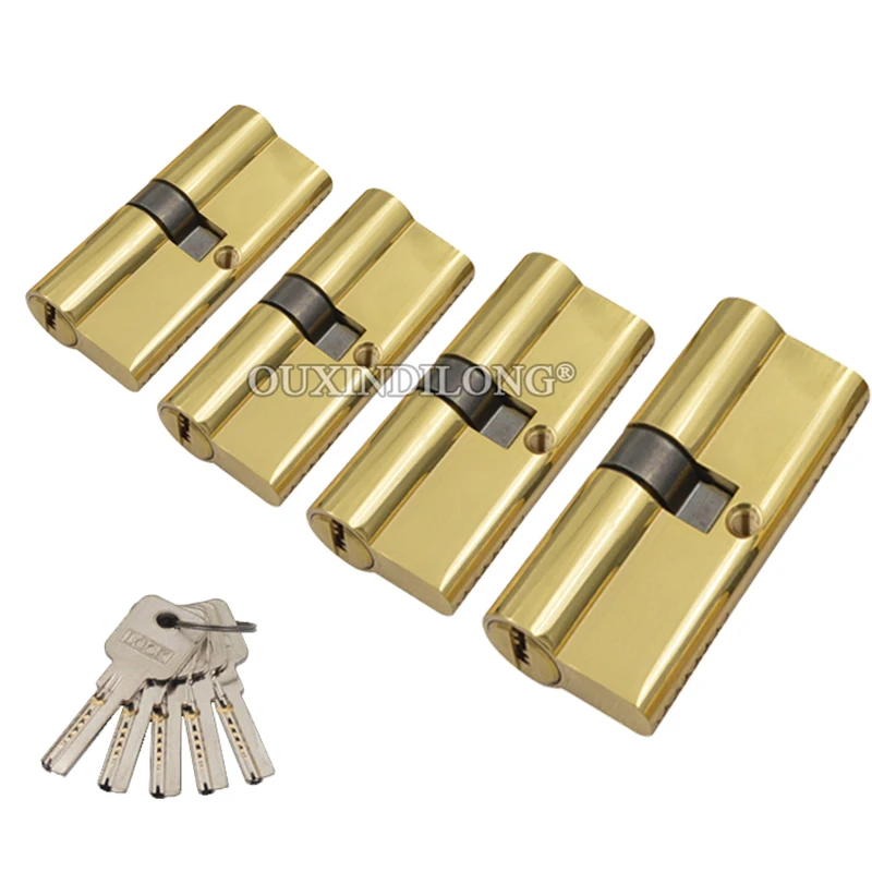 

1PCS Solid Brass European Mortise Door Lock Cylinder 60mm/70mm/80mm/90mm Gold Lock Core Lock Gall Repair Parts