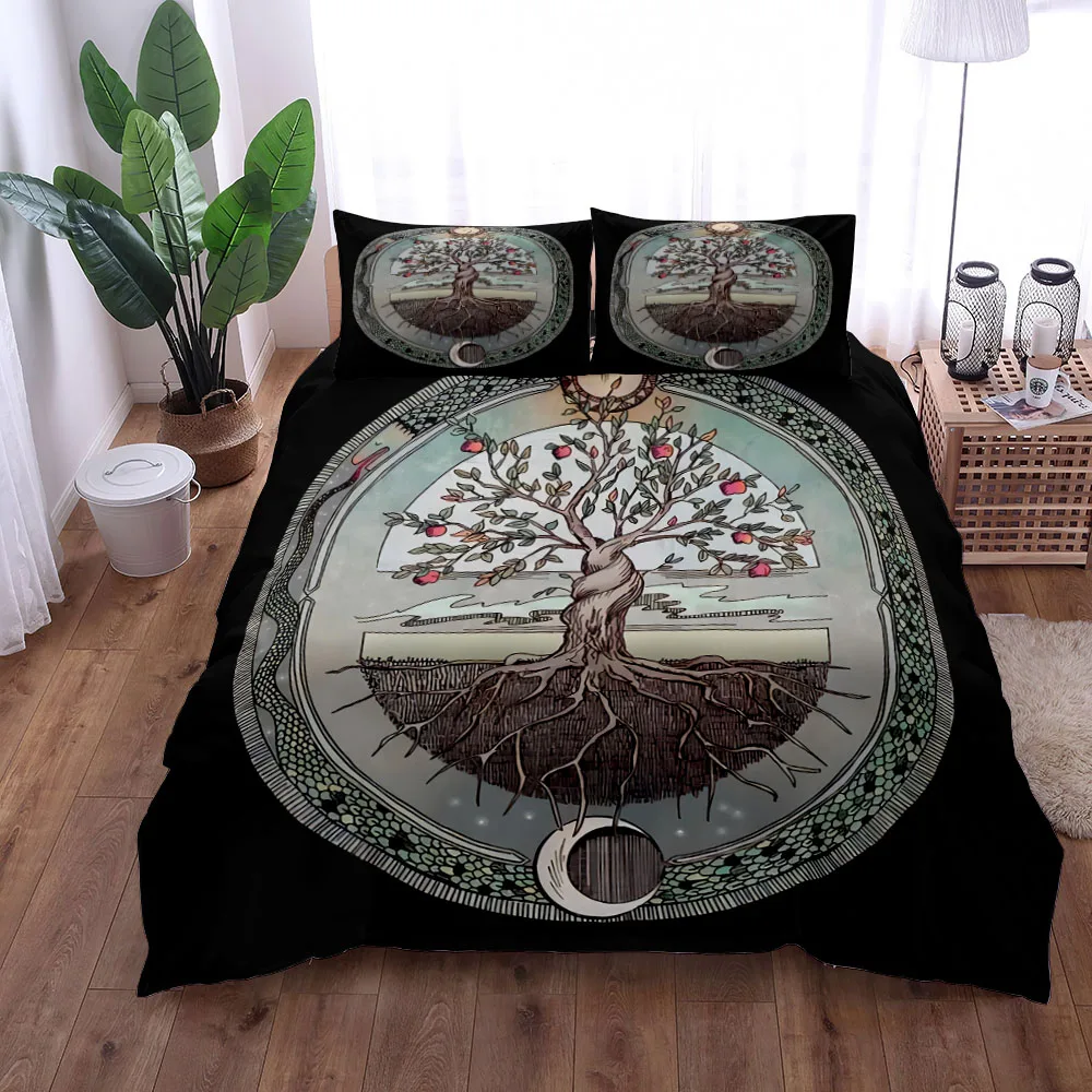 Yggdrasil Tree of Life 3D Printed Bedding Set Comforter Duvet Cover Set King Queen Twin Size Birthday Gift Bedroom Decoration