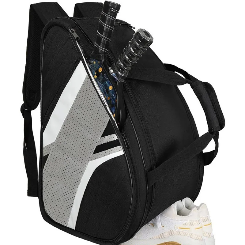 Pickleball Racket Backpack Outdoor Sports Casual Large Capacity Tennis Bag with Independent Shoe Pocket Multi Storage Pockets
