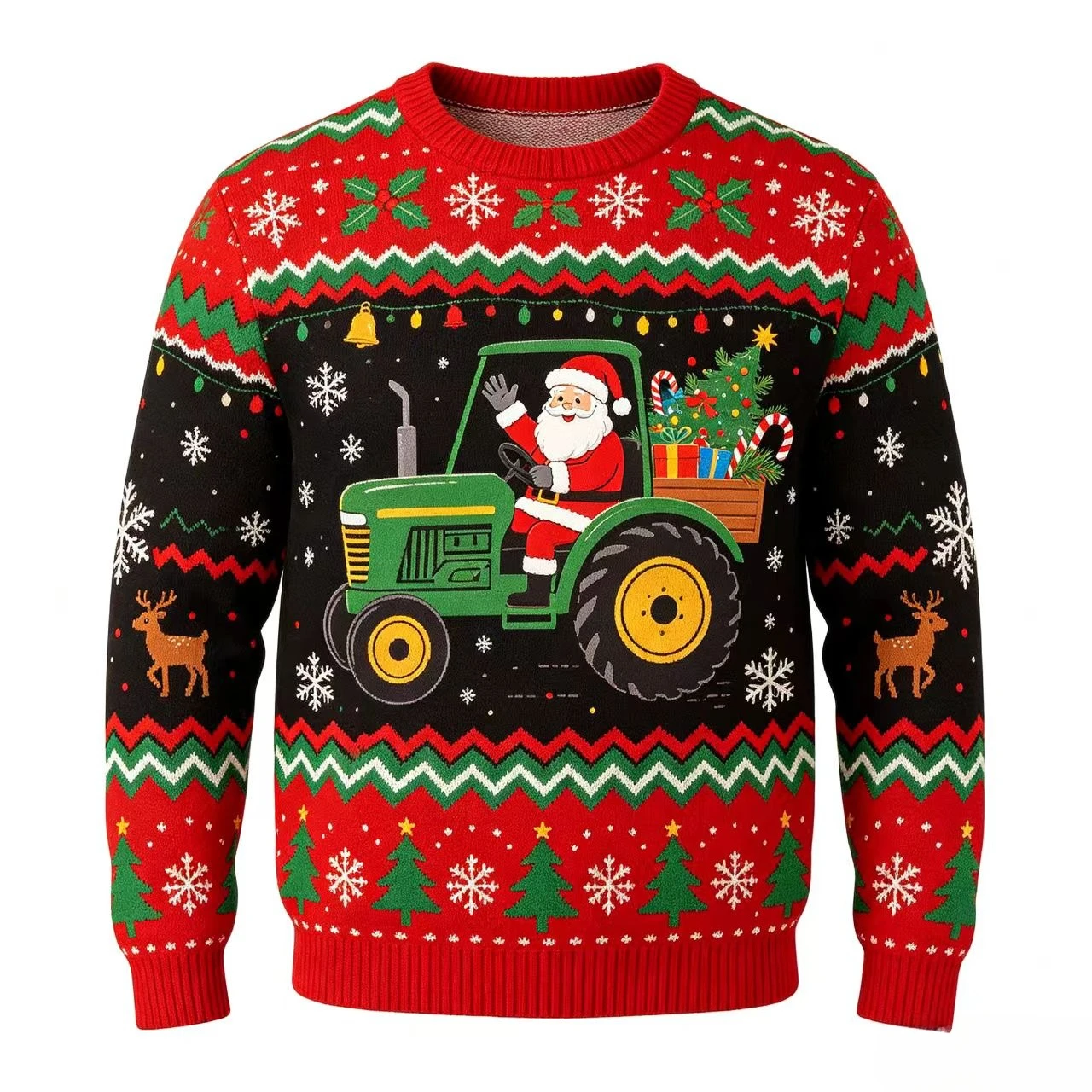 Kids Youth Ugly Christmas Sweater Ugly Tractor Graphic Christmas Sweatshirt Fall Winter Xmas Holiday Crew Neck Sweatshirt
