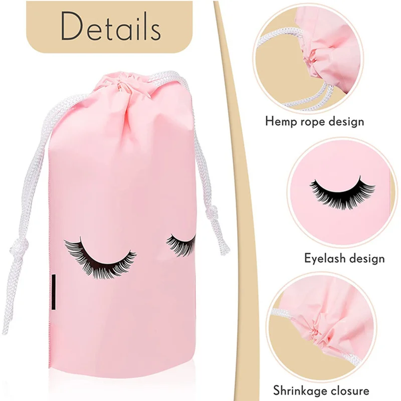 50 Pieces Eyelash Aftercare Bags Plastic Bags Waterproof Toiletry Makeup Pouch Cosmetic Travel with Drawstring Accessories