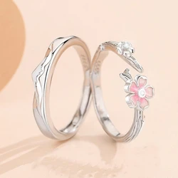 Cute Crystal Cherry Blossoms Ring For Lady Wedding Accessories Popular Couple Ring For Lover Engagement Jewelry