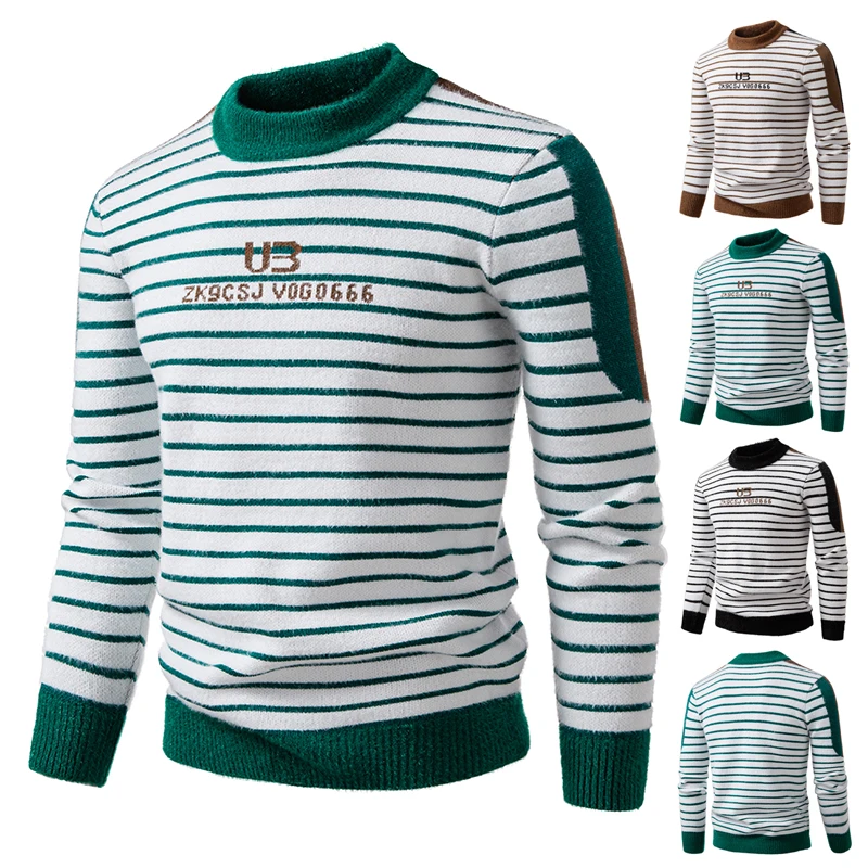 

New High Quality Men's Thick Warm Fashion Long Sleeved Casual Pullover Knitted Sweater Men