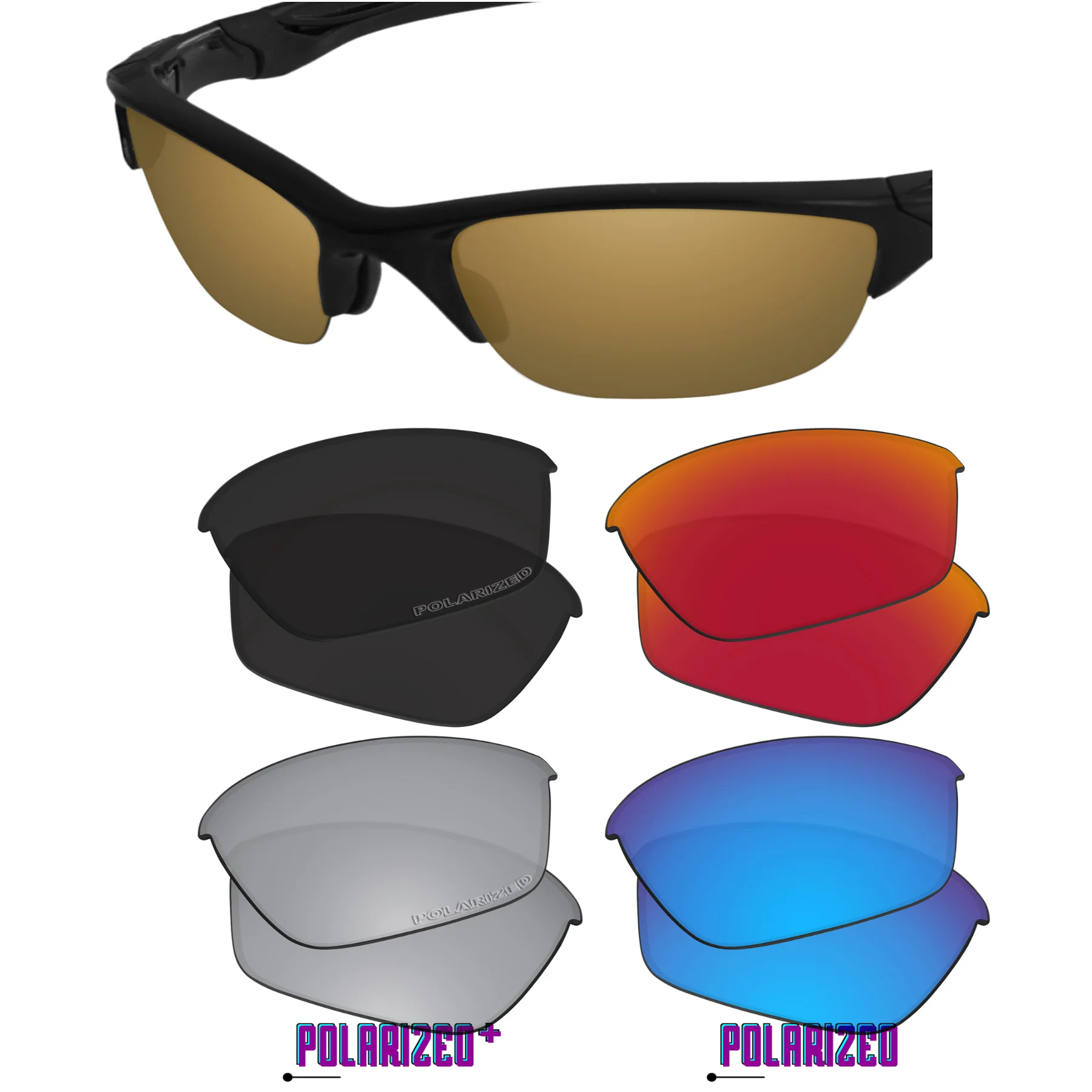 SunglassDoctor Polarized Replacement Lenses for Oakley Half Jacket 2.0 OO9144 62mm|Half Jacket 2.0 Asian Fit Sunglasses-Multiple