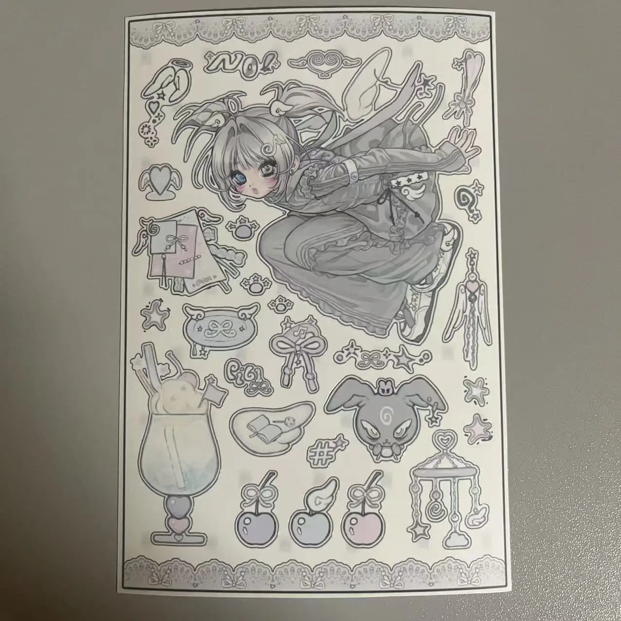 Sketch Style Angel Girl Sticker Goo Card Character Sticker Notebook Material