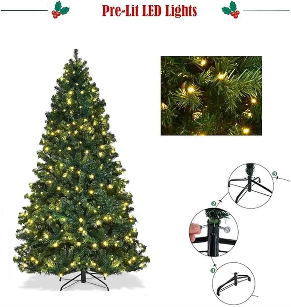 Extra Large 3m Artificial Christmas Tree Outdoor Decorations with 1900 Tips Stable Tripod 500 LED Warm Indoor Xmas Terr