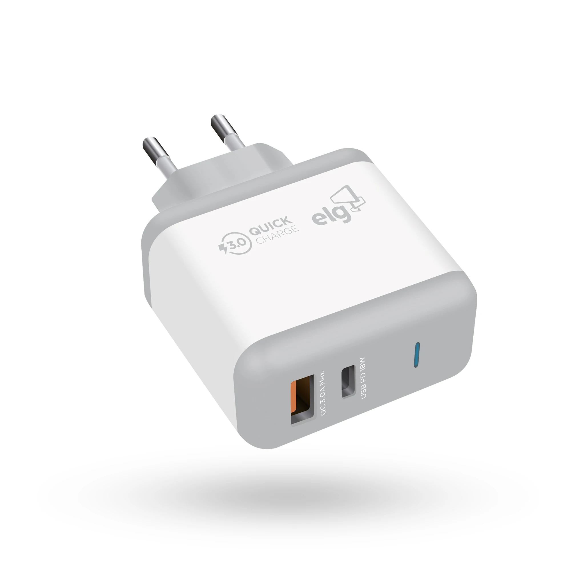 Quick Charge 3.0 C/1 USB-A + 1 USB Type-C Charger ELG