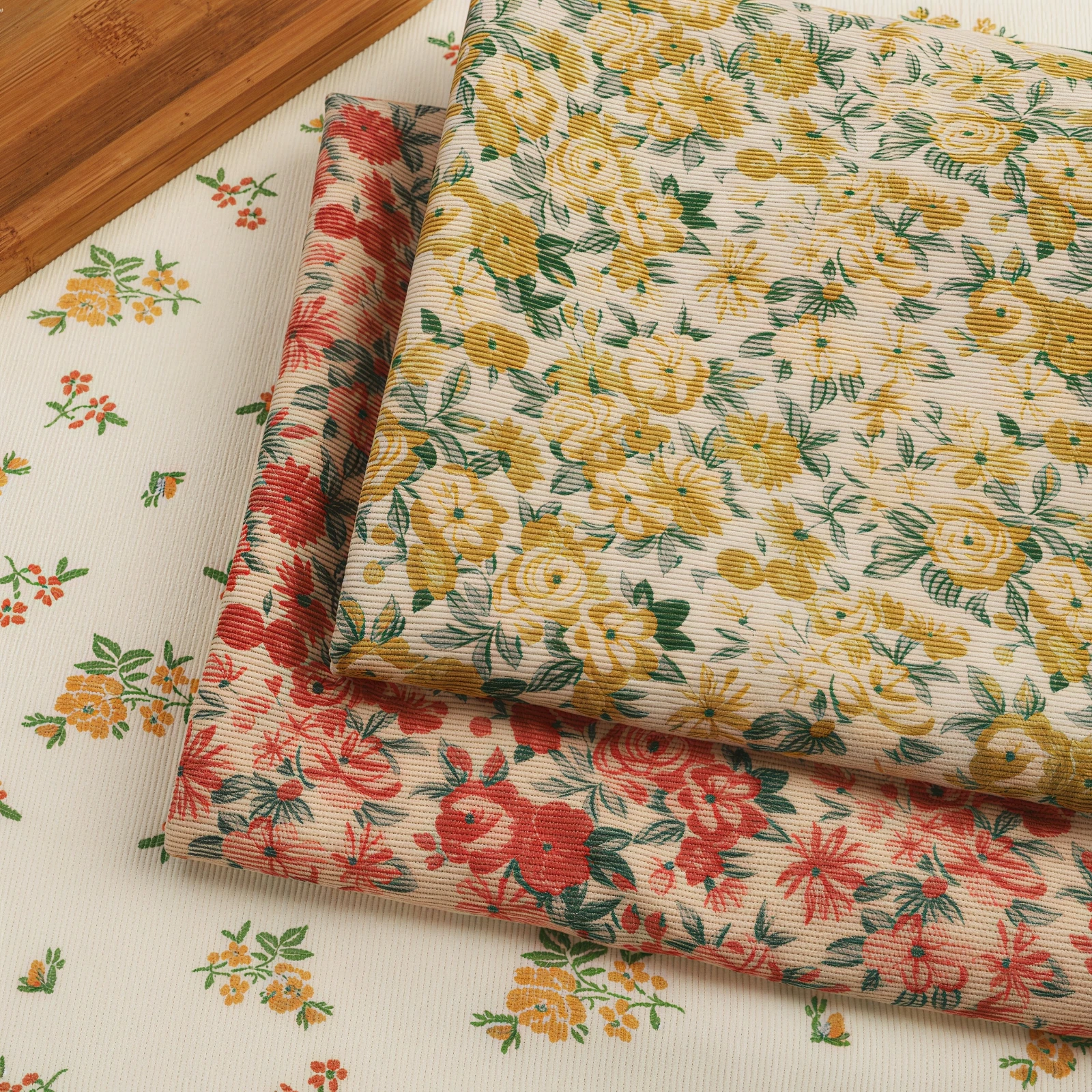 

150-300cm Drapey Printed Corduroy Fabric Fine-ribbed Velveteen With Soft Floral Print Handmade DIY Fabric