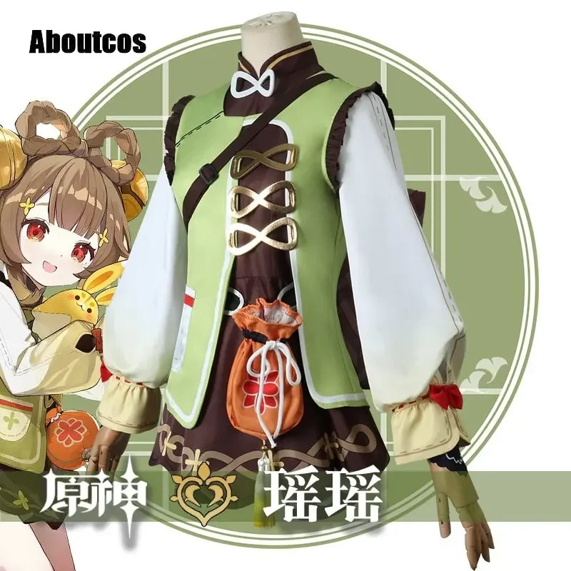 Aboutcos gioco Genshin Impact YaoYao Costume Cosplay donna Cute Lolita Dress bella uniforme Yao Yao Anime Suit Halloween Outfit