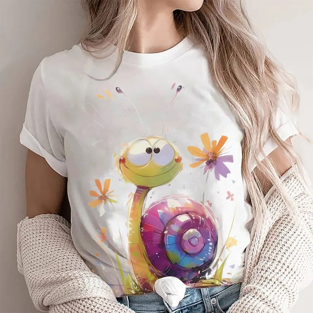 

Cute Snail Hand-Painted, Bright, Y2k Graphic Tee, Women's Oversized T-Shirt, Cute Hand-Painted, Korean Style Art,Summer 2025 Top