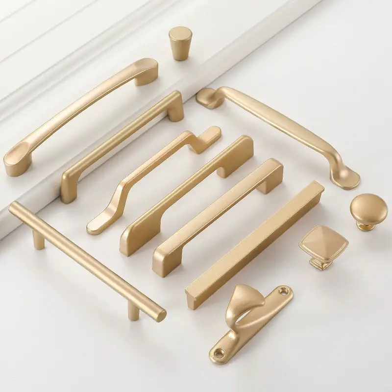 Brushed Brass Kitchen Cabinet Knobs And Handles Gold Drawer Dresser Knobs for Furniture Cupboard Closet Door-1Pack