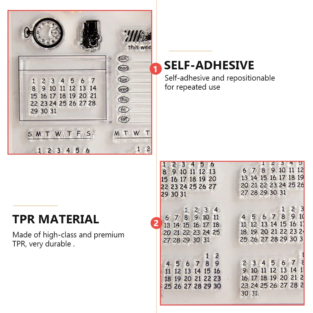 

Transparent Calendar Stamps Crafts Scrapbooking Clear Stampers Decorative Patterns TPR Material Durable Reliable Festivals