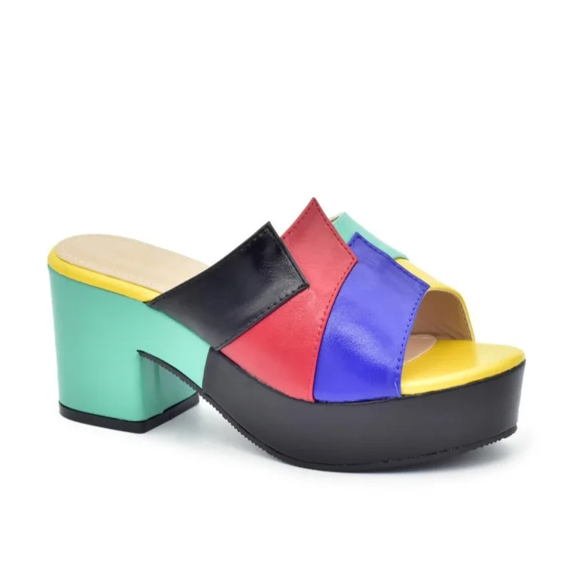 

Lady Shoes Multicolor Design Wedges Shoes for Women Platform Shoes High Heels Thick Heel Slingbacks Lady Wedge Sandals