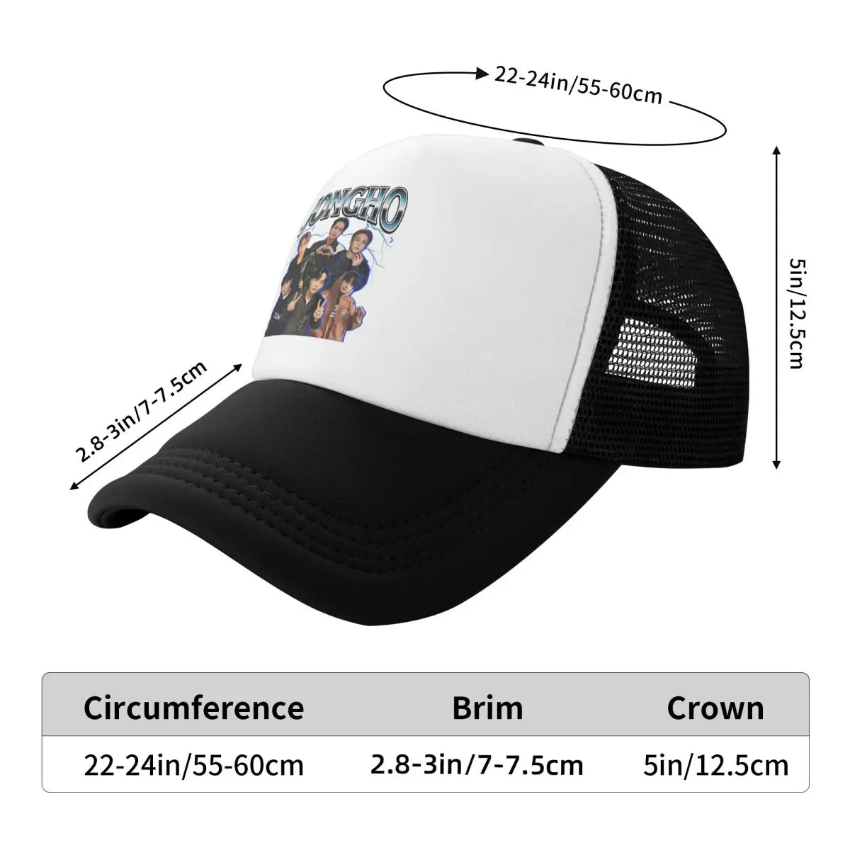 Jongho 90s Ateez Kpop Band 2026 Baseball Caps Mesh Hats Quality Peaked Adult Caps