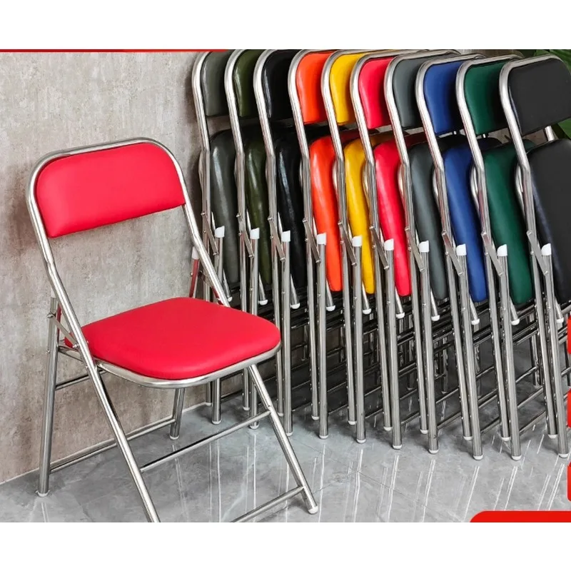 Thickened 304 Stainless Steel Folding Chair Industrial Wind Back Chair Vintage Outdoor Stool Home Dormitory Office Dining Chair