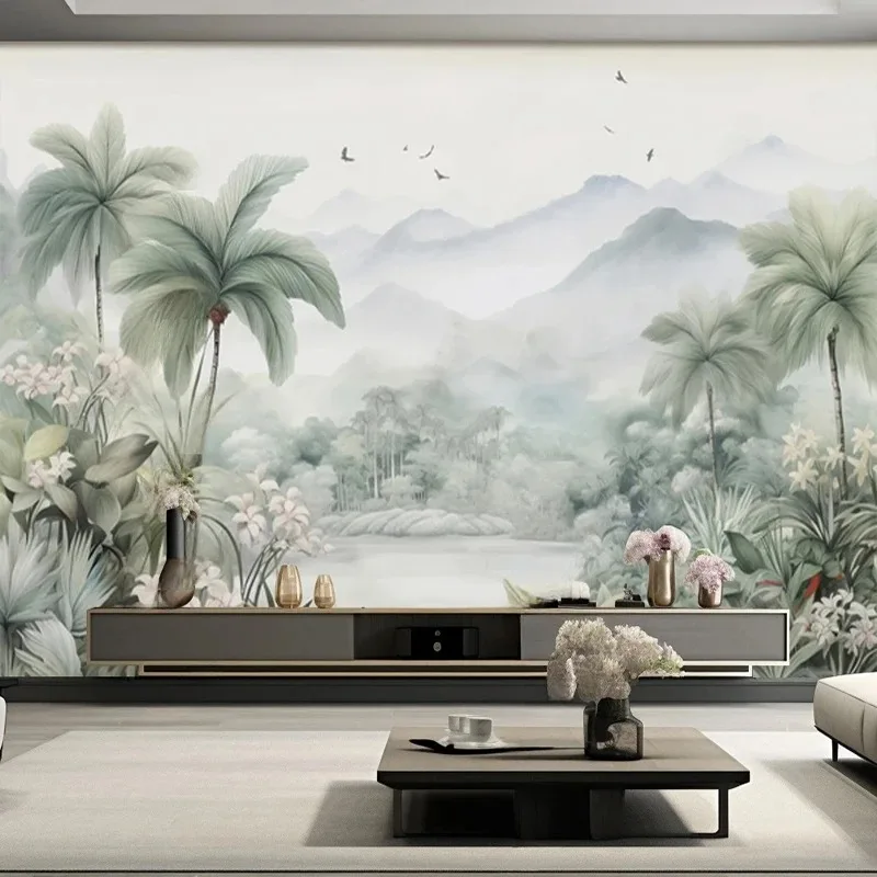 Custom Photo Wallpaper Northern Europe Green Forest Mountain Birds Mural Living Room Dining Room Background Papel De Parede 3D