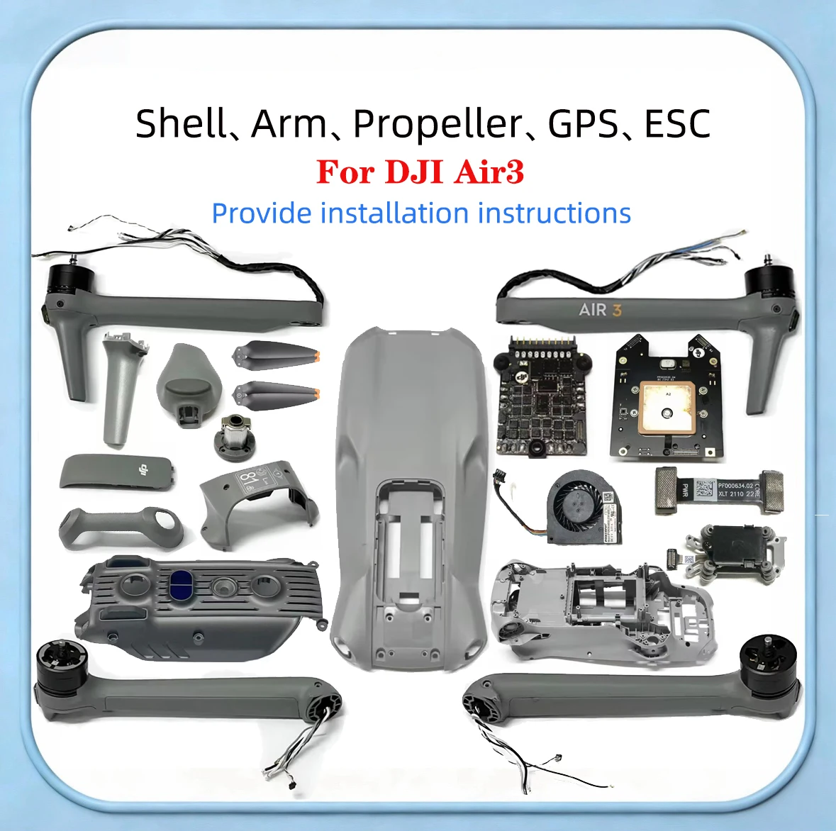 For DJI Air 3S Drone Spare Parts Upper Middle Lower Shell Ar