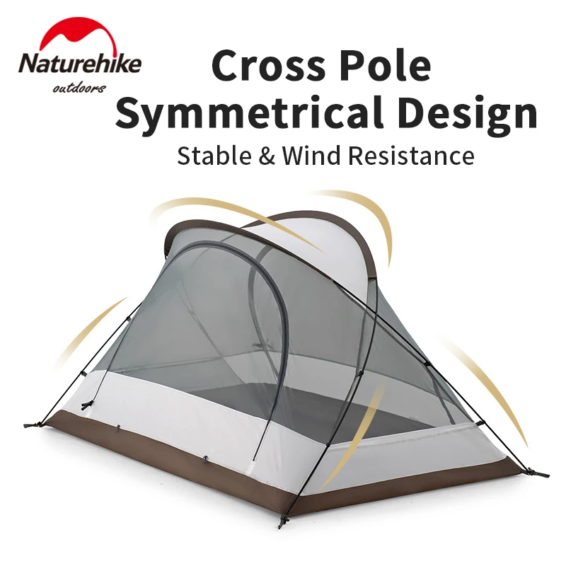 Naturehike Butterfly-Cross Structure Double Hall Tent 2 Persons Outdoor Camping 210T Polyester Cloth Waterproof Tent PU2000mm