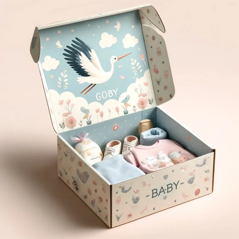 Custom mailing packaging baby announcement box baby set socks gift boxes for gifts paper with transparent window