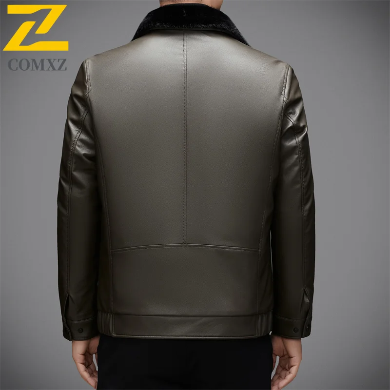 Winter Leather Jacket Men 2025 Brand Luxury Business Casual Thickened Warm Outerwear Fashion Classic Office Ready Leather Coat