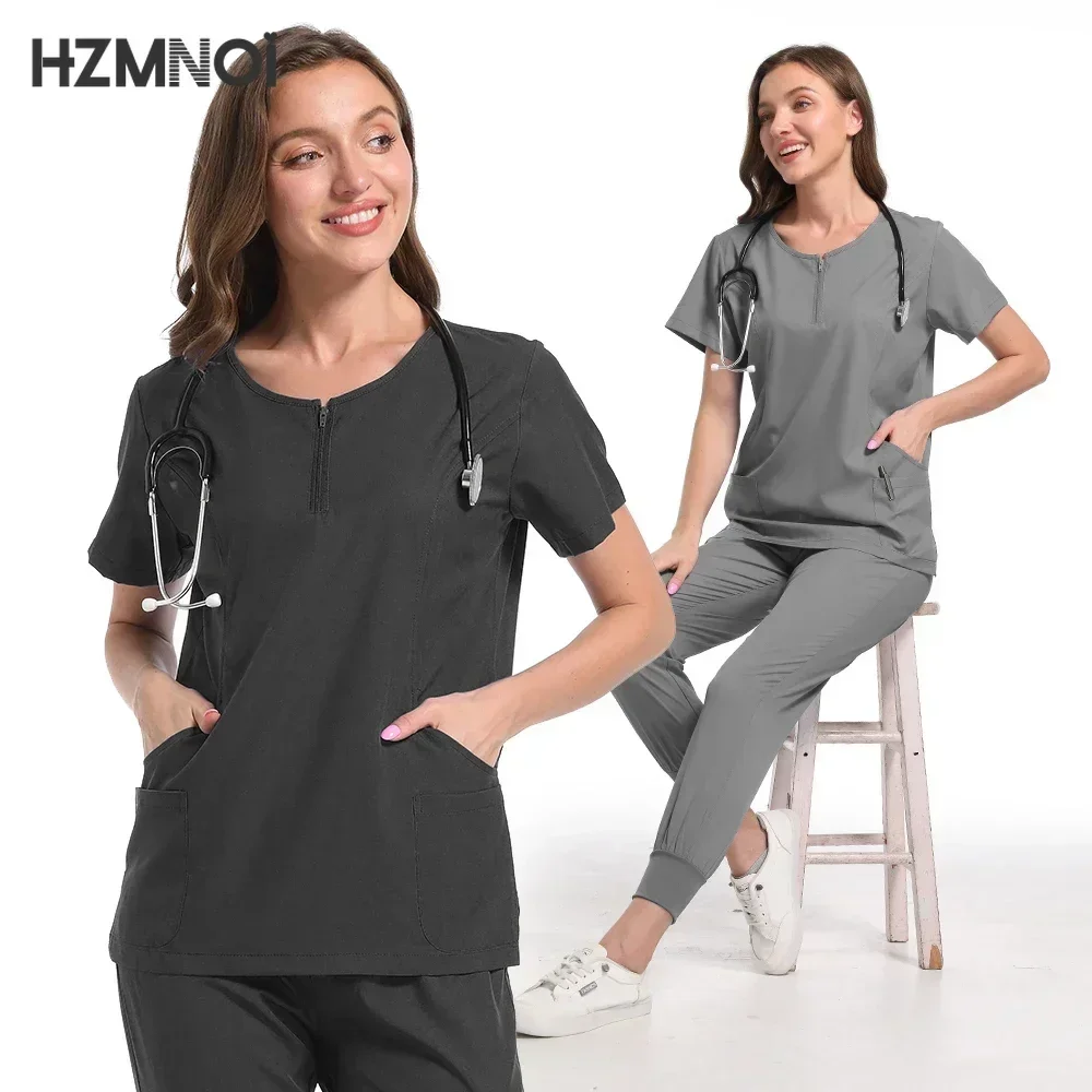 Surgical Uniforms Woman Scrub Set Medical Nurse Beauty Salon Workwear Clinical Scrubs Top + Pant Spa Doctor Nursing Tunic Suit