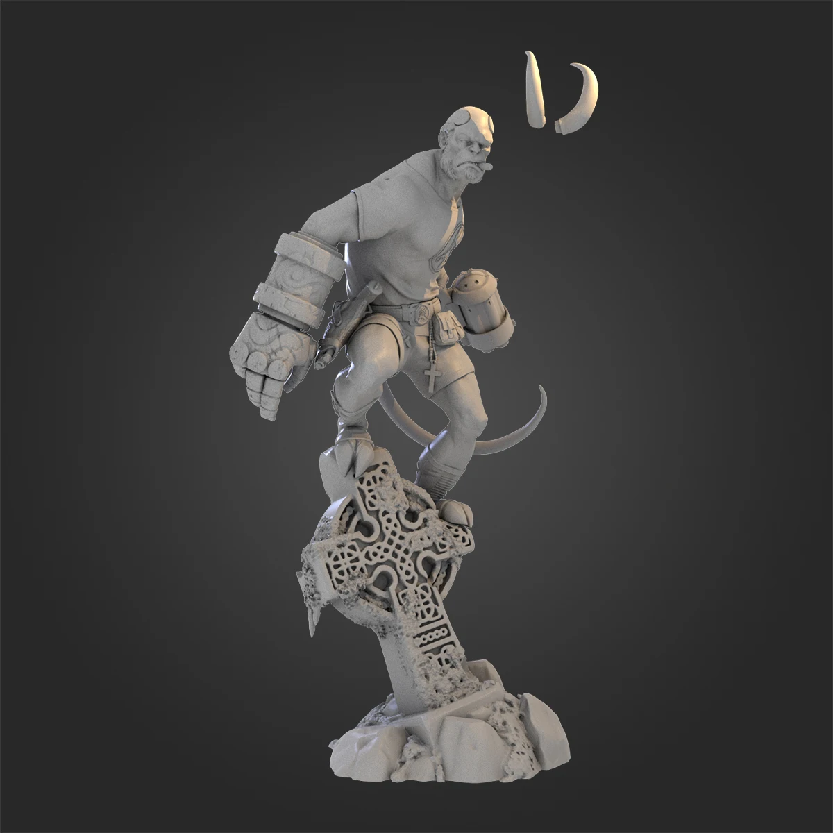 1/24 Height 95mm Resin Figure Model Kit Hellboy  Armed Styling Unassembled and Unpainted