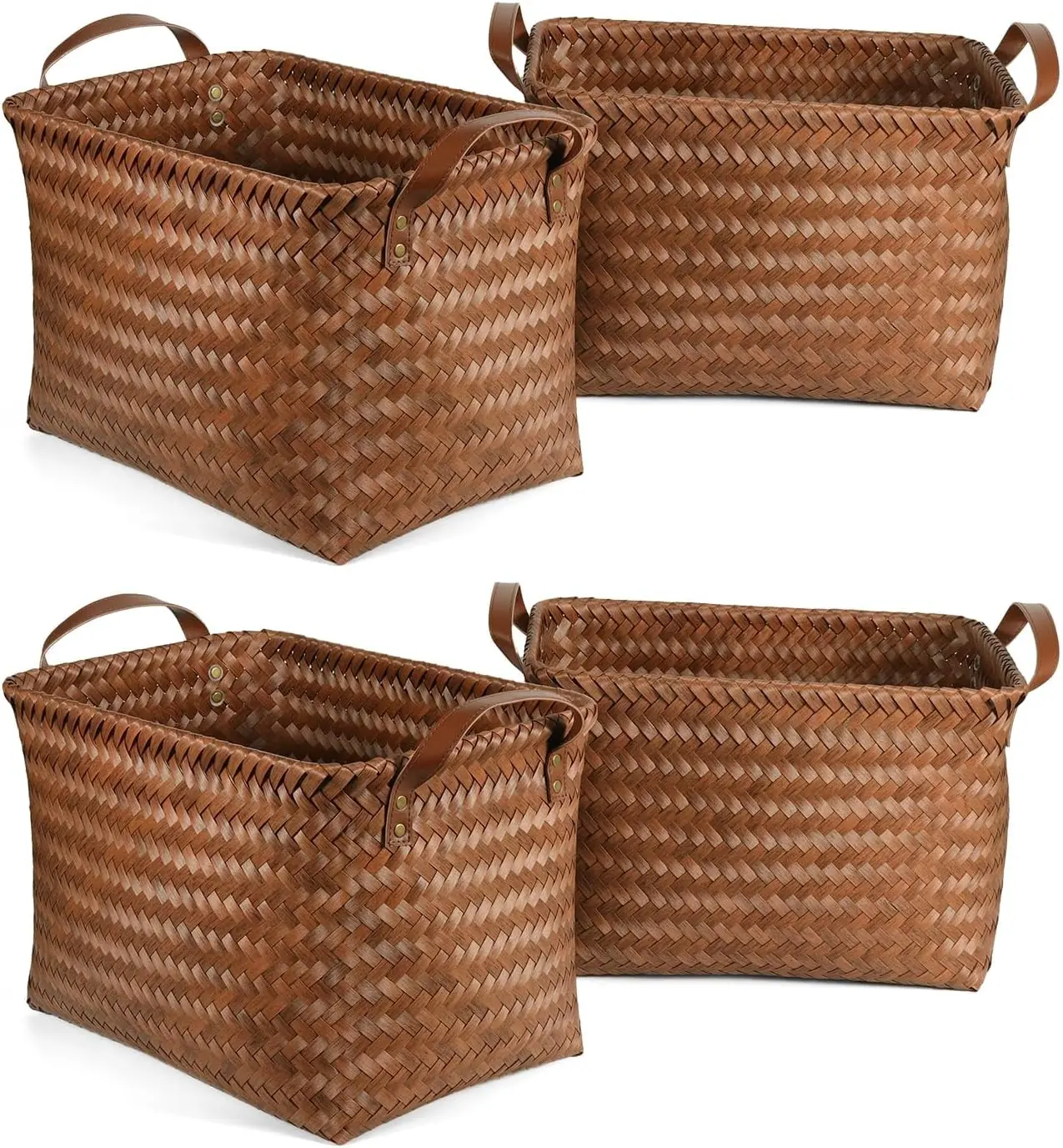 

Набор водонепроницаемых корзин для белья из 4 предметов, органайзеры для хранения вещей 15 л для дома и автомобиля — коричневый