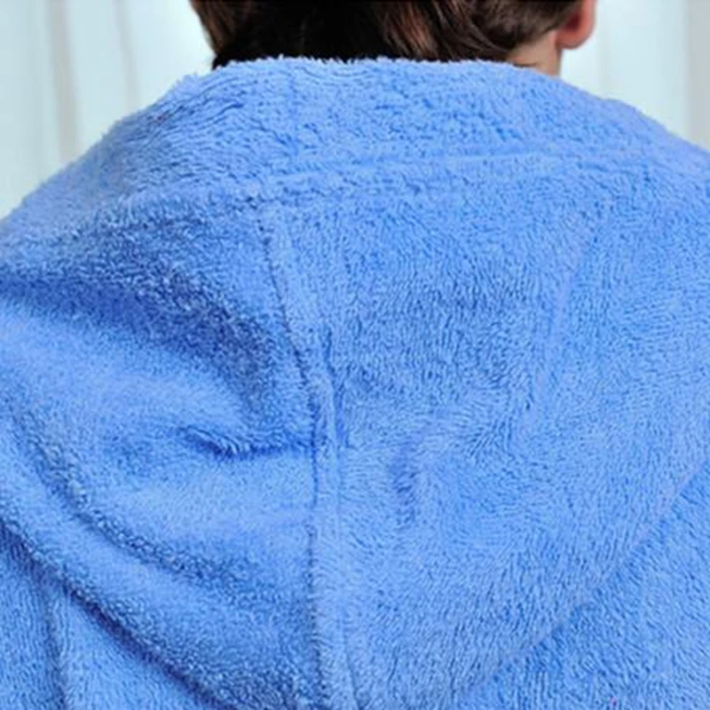 Hooded Bathrobe Men 100% Cotton Long Terry Towel Big And Tall Towel Bath Robe Women Sleeping Dressing Gown Basic Hotel Robe