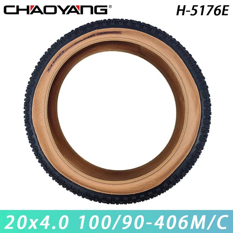 CHAOYANG Original H-5176-E Brown Edge Stab-proof Anti-Slip Wired Tire 20x4.0 100/90-406M/C for MTB E-Bike Beach Electric Bicycle