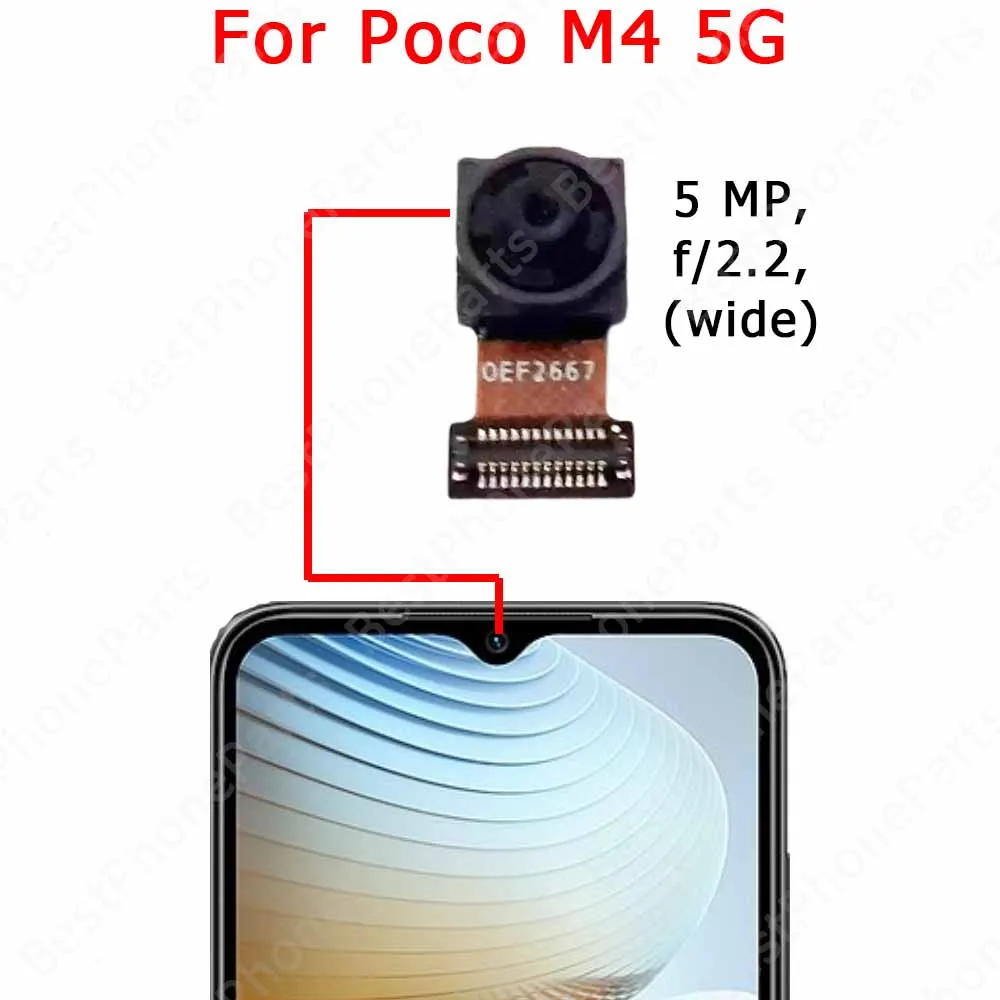 Front Selfie Camera For Xiaomi Poco M3 M4 Pro 5G M5 M5s Frontal Camera Module Mobile Phone Parts