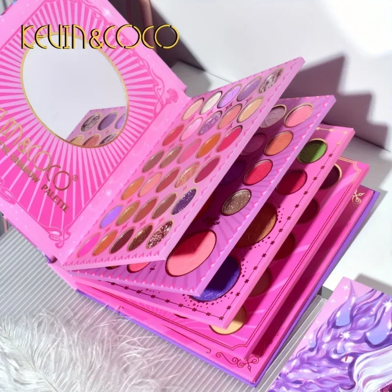 KEVIN&COCO 98 Color Flip Book Eye Shadow Tray Matte Pearlscent Blush Contouring Highlighter Earth Multi Functional Facial Makeu