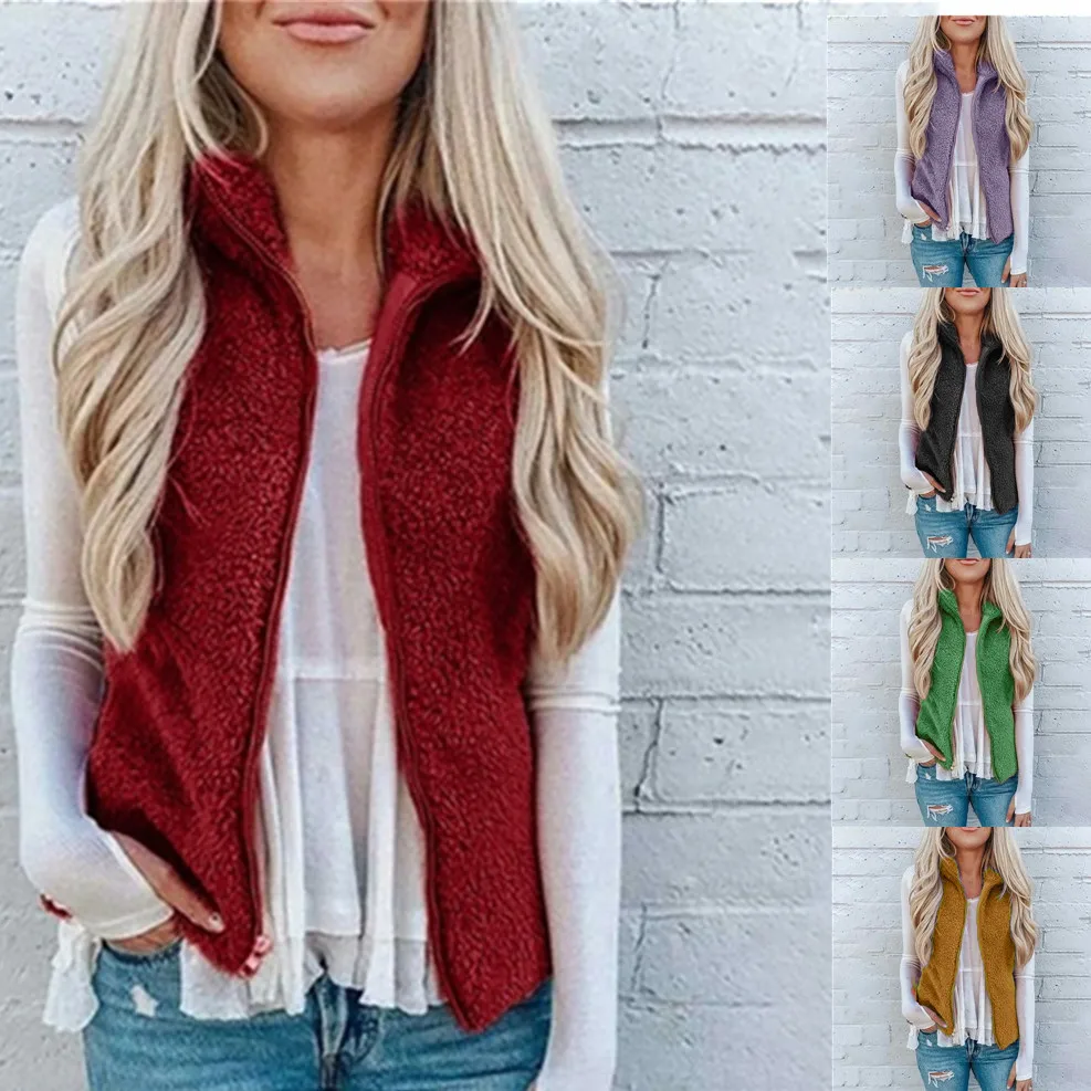 Gilet peloso da donna 2024 Primavera Autunno Stagione Regular Tessuto di velluto sottile con design con cerniera ket Faionable Top