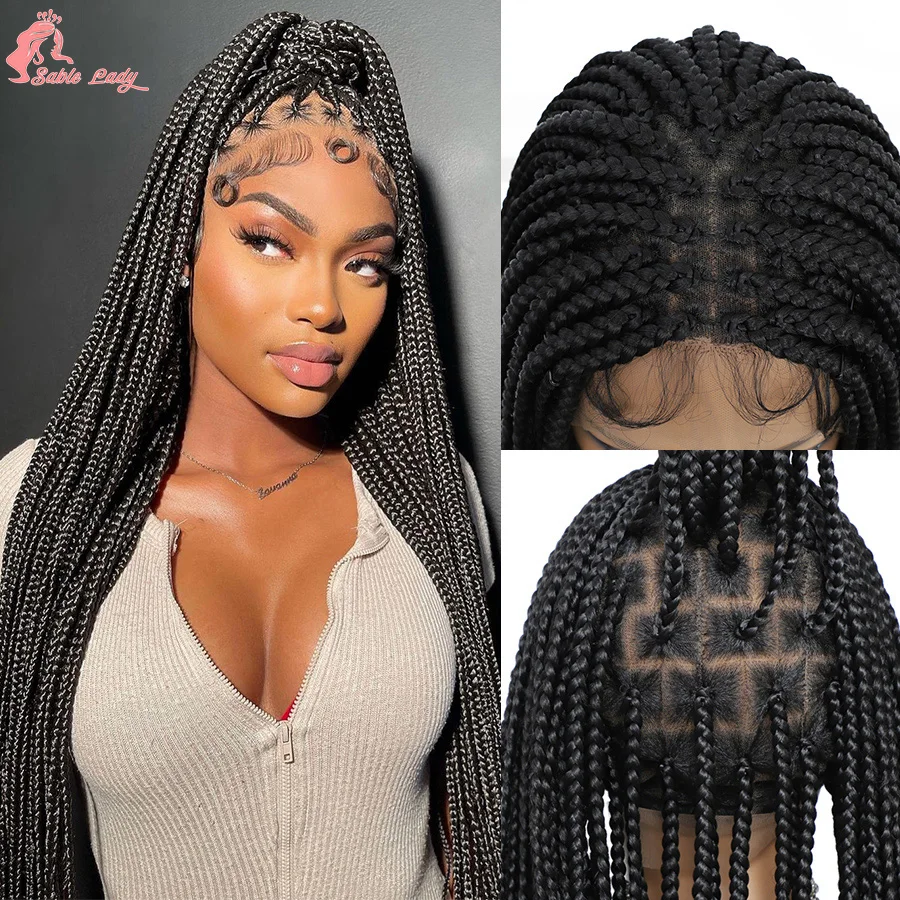 

Synthetic Braideds Wigs 36Inches Knotless Box Full Lace Braids Wigs Locs Goddess Cornrows Braided Lace Front Wigs With Baby Hair