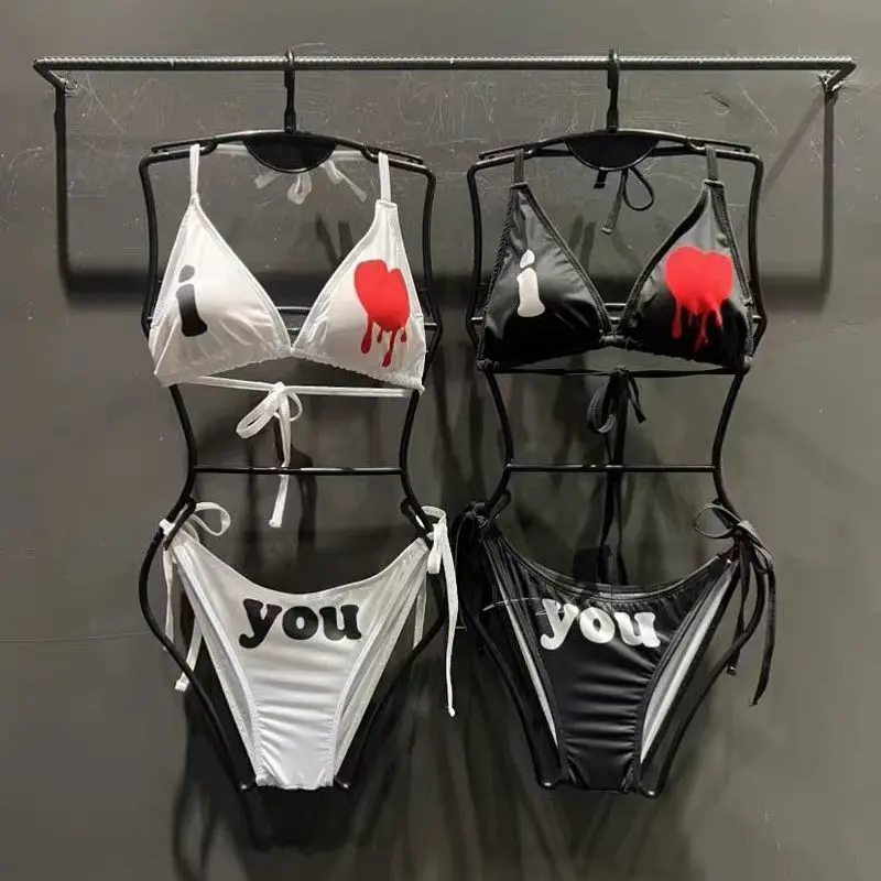 

Купальник Y2k Harajuku с готическим принтом и надписями, женский комплект бикини в стиле Spice Girl, сексуальный пляжный стиль, винтажный модный купальник для отпуска