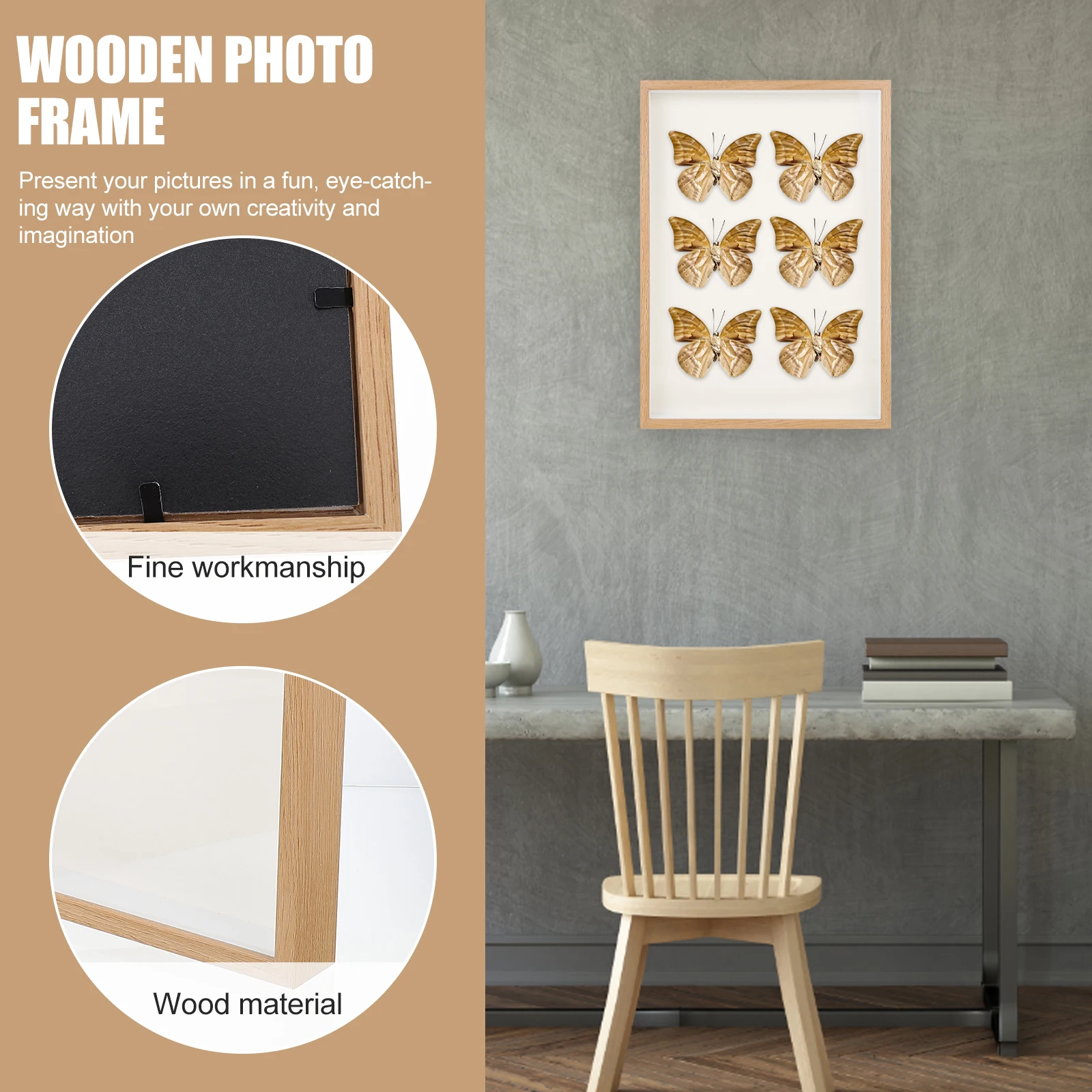 

Wooden Photo Frame Desktop Picture Frames Display Stand Home Decor Compact Size Practical Photo Holder Stable Base Family Rustic