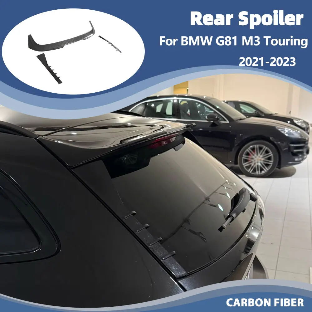 

Prepreg Dry Carbon/FRP Car Trunk Roof Spoiler Wing for BMW G81 M3 Touring 2021-2023 Car Rear Roof and Side Wing HighKick Spoiler