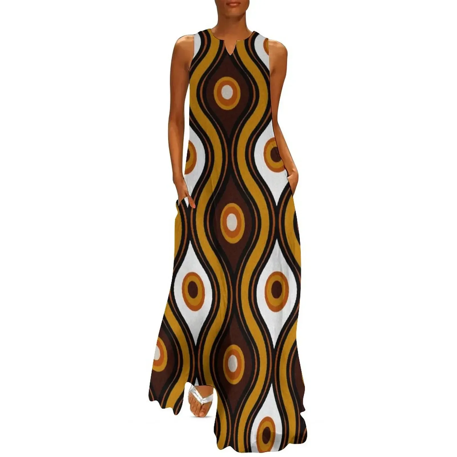

Retro 1970's Style Seventies Vintage Pattern Long Dress Women's summer skirt dress summer 2025 women Dress