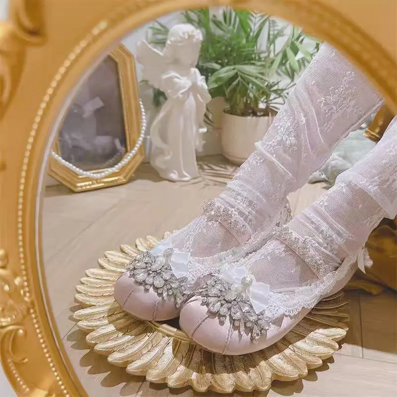 

Hand-made rhinestone lace pearl shallow mouth women's shoes low top sweet comfortable casual shoes 35-39