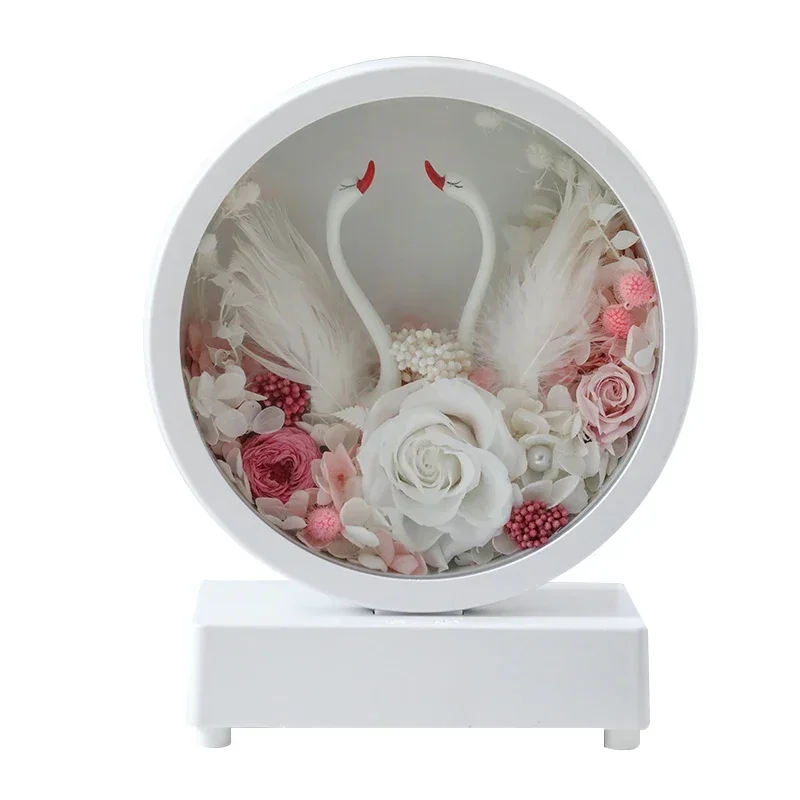 

Hot Saleswholesale New Ideas Product Preserved Rose Eternal Rose In Box Swan Ornament For Valentine's Day