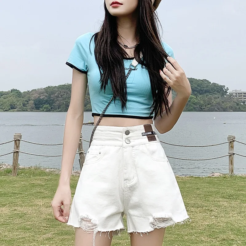 

2025 High Waist Loose Jeans Women's Summer Thin A-Line Comfortable Slimming Hot Pants Casual Sle High Waist Ort Short Pants