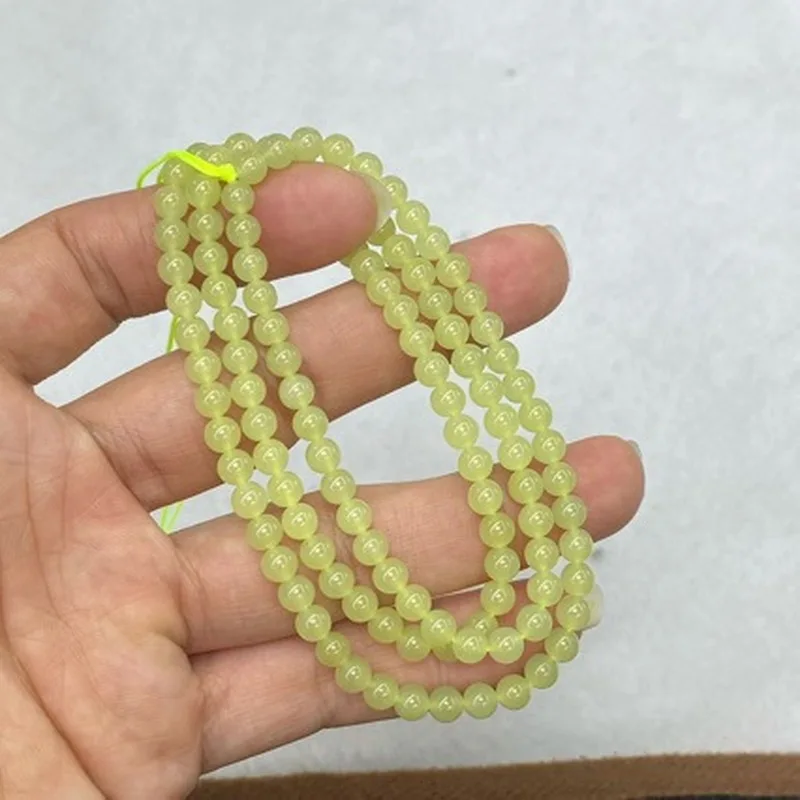 Natural Jade Yellow Mouth Buddha Beads 5M Hetian Jadeite Bracelet Necklace